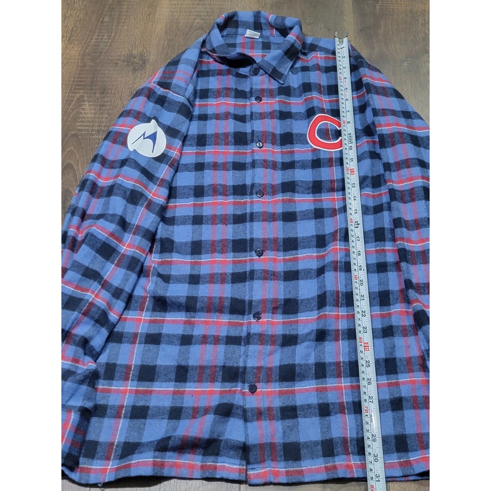 Chicago Cubs Motorola Razr Plaid Flannel Shirt Mens XL Blue Black Success Brands
